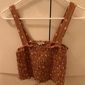 american eagle brown smocked floral tank